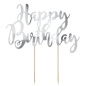 Preview: Cake Topper - Happy Birthday - Silver